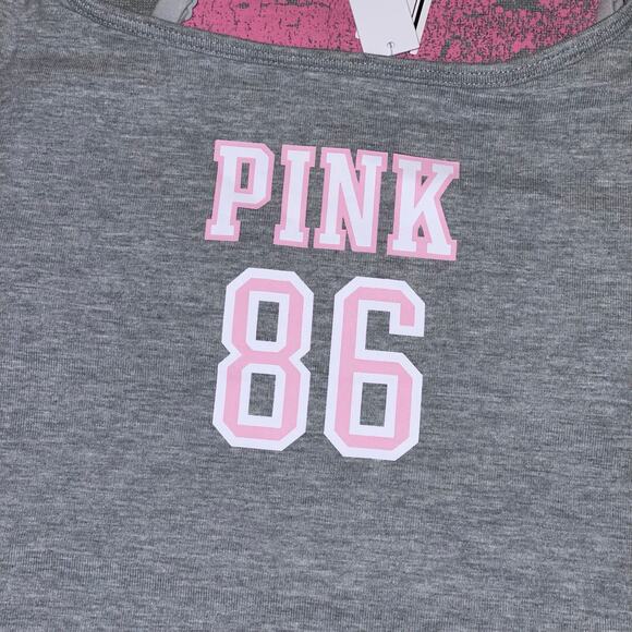 VS PINK Limited Edition Heather Gray All-Day Cotton Square Neck Tank Top - Picture 4 of 6